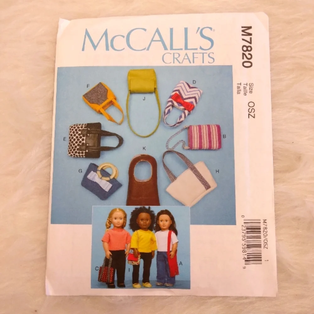 McCall's M7820 American Girl Doll purses & bags